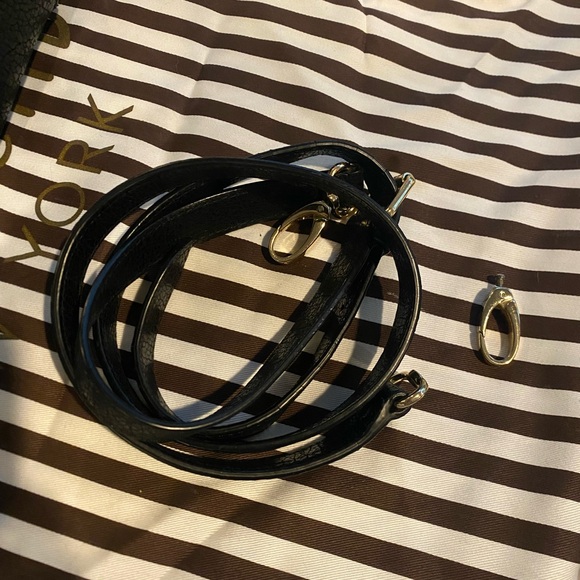 Henri Bendel A List Black Satchel with Gold Accents - Picture 5 of 6